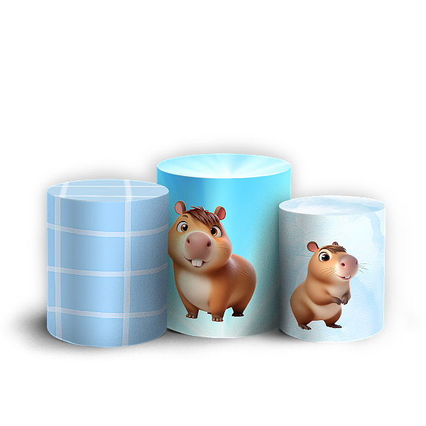 Capas Trio Cilindro Sublimado Vest Facil - Capivara Azul