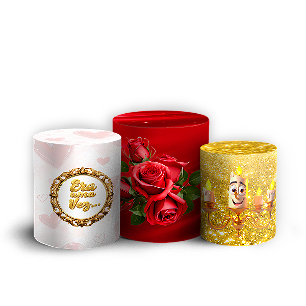 Capas Trio Cilindro Sublimado Vest Facil - Bela e a Fera