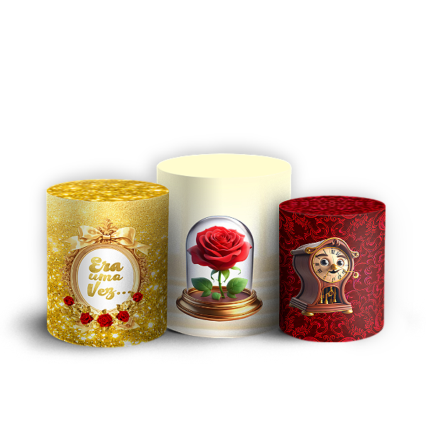 Capas Trio Cilindro Sublimado Vest Facil - Bela e a Fera