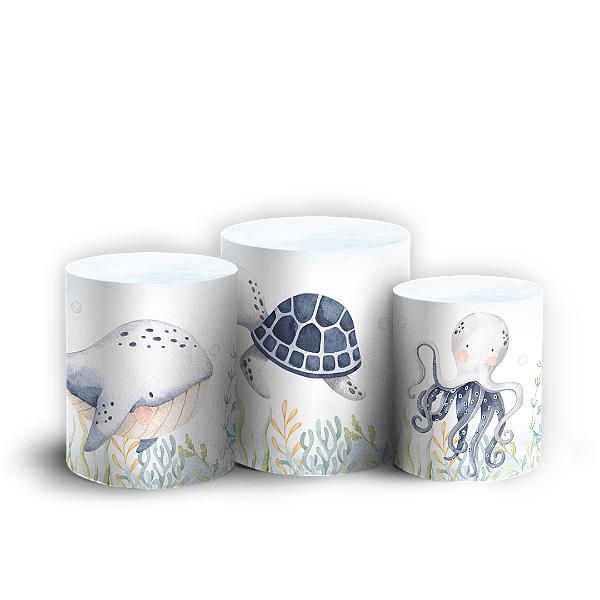 Capas Trio Cilindro Sublimado Vest Facil - Fundo do Mar