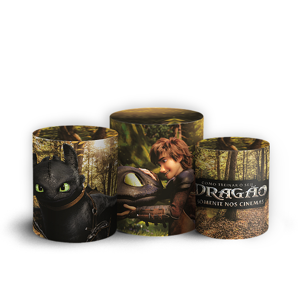 Capas Trio Cilindro Sublimado Vest Facil - Como Treinar Seu Dragão