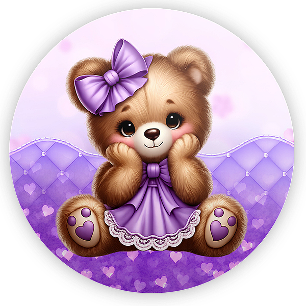 Capa Mini Painel Sublimado - Ursinho Lilas