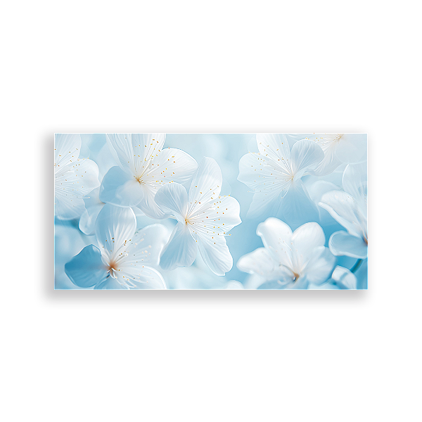 Capa Painel Retangular Sublimado - Flor Azul e Branca