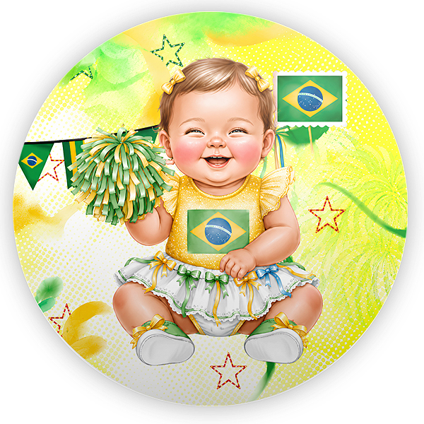 Capa Painel Redondo Sublimado - Brasil Copa do Mundo Baby