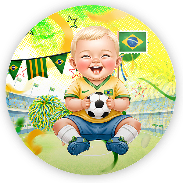 Capa Painel Redondo Sublimado - Brasil Copa do Mundo Baby