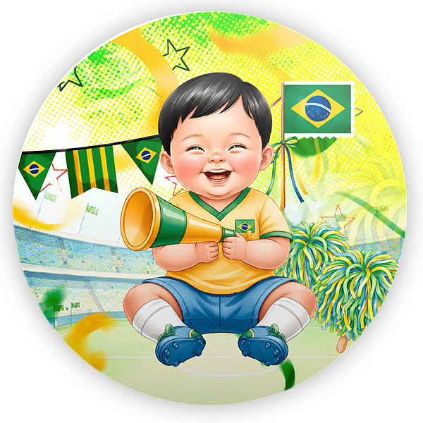 Capa Painel Redondo Sublimado - Brasil Copa do Mundo Baby