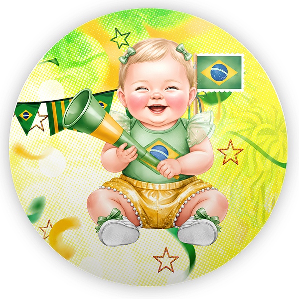 Capa Painel Redondo Sublimado - Brasil Copa do Mundo Baby