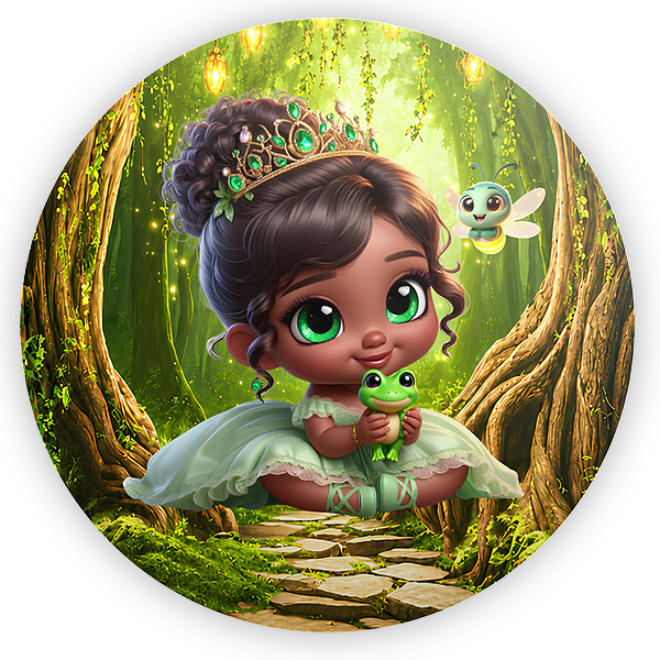 Capa Painel Redondo Sublimado - Princesa Tiana