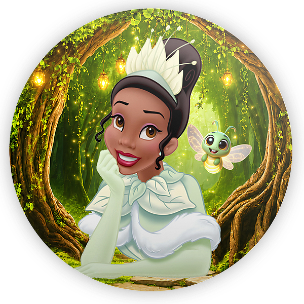 Capa Painel Redondo Sublimado - Princesa Tiana