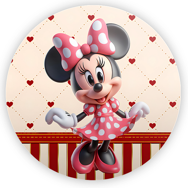 Capa Painel Redondo Sublimado - Minnie