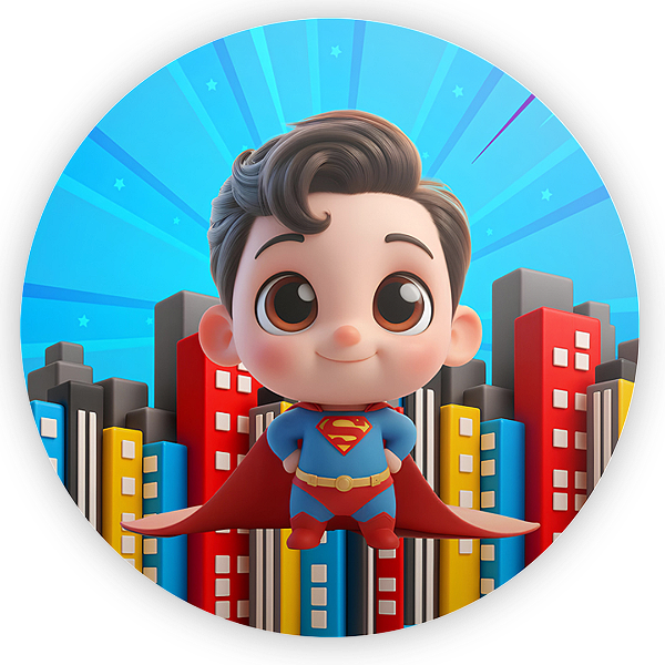 Capa Painel Redondo Sublimado - Herois Super Homem Baby