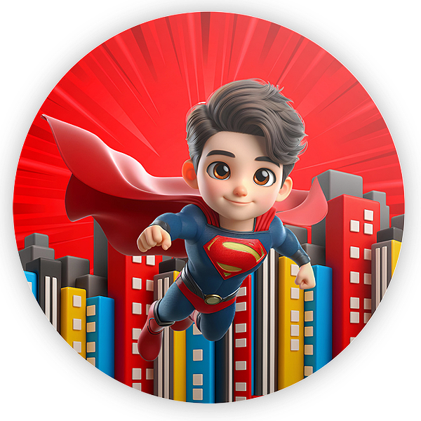 Capa Painel Redondo Sublimado - Herois Super Homem
