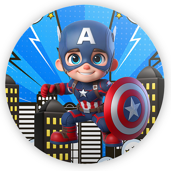 Capa Painel Redondo Sublimado - Herois Capitão America
