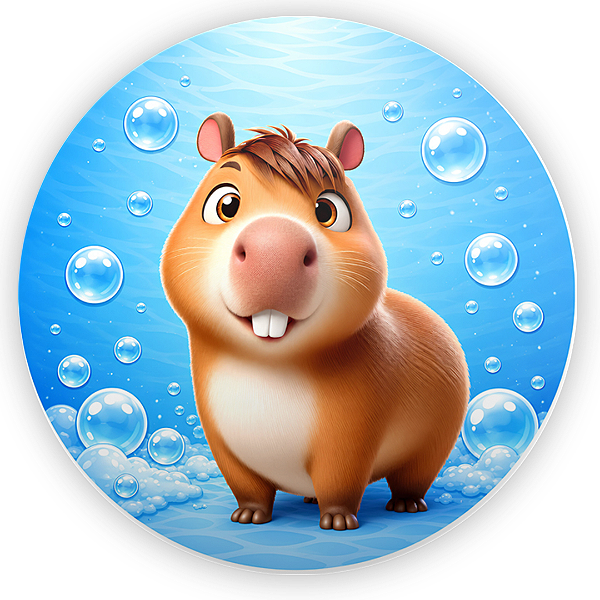 Capa Painel Redondo Sublimado - Capivara Azul