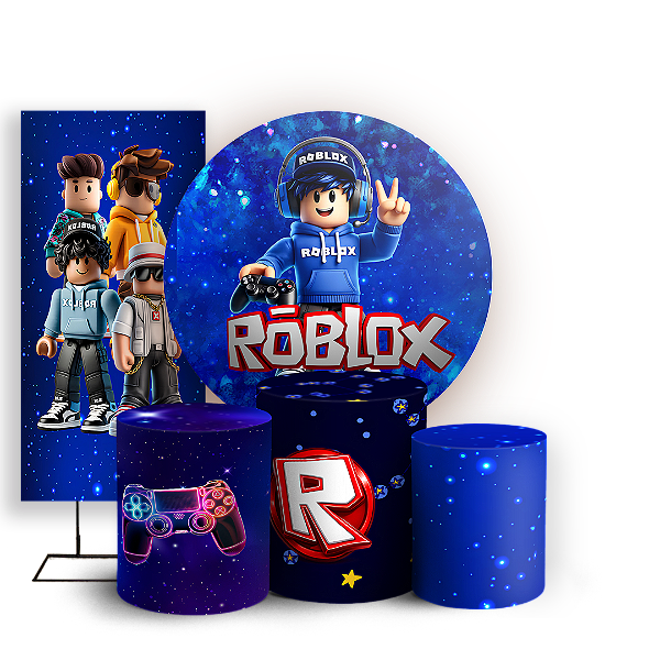 Capas Painel Redondo Trio Cilindro e Faixa Lateral Sublimado - Roblox