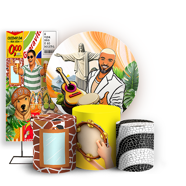Capas Painel Redondo Trio Cilindro e Faixa Lateral Sublimado - Brasilidade