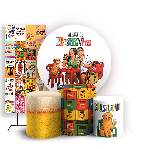 Capas Painel Redondo Trio Cilindro e Faixa Lateral Sublimado - Brasilidade