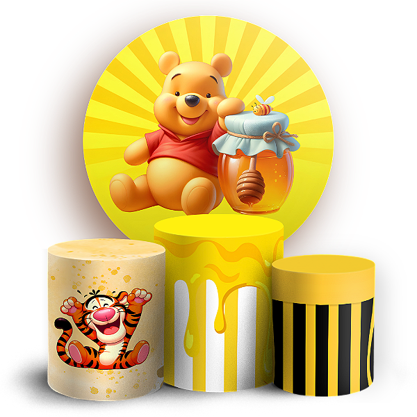 Capas Painel Redondo e Trio Cilindro Sublimado - Ursinho Pooh