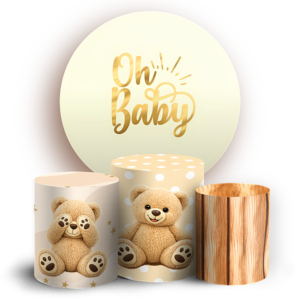Capas Painel Redondo e Trio Cilindro Sublimado - Ursinho Oh Baby