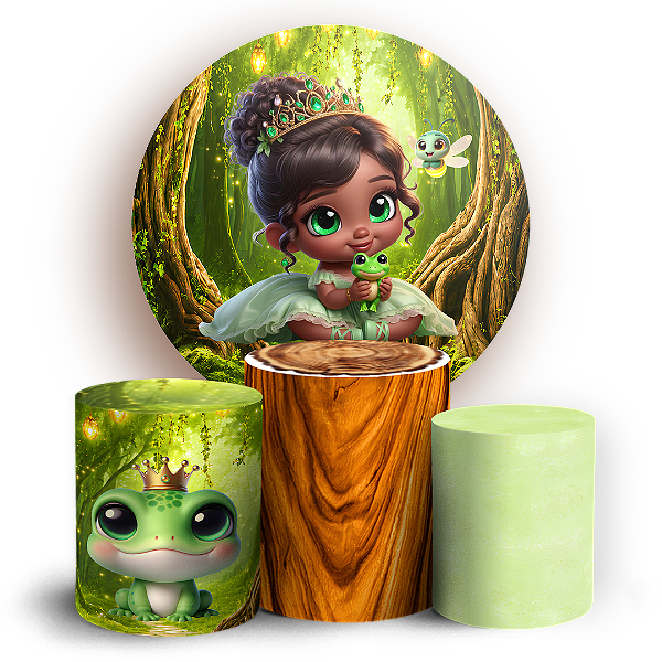 Capas Painel Redondo e Trio Cilindro Sublimado - Princesa Tiana
