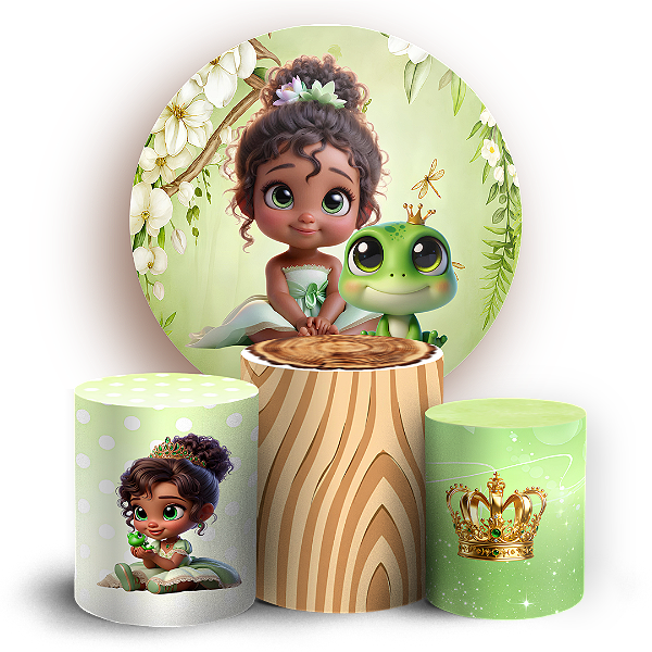 Capas Painel Redondo e Trio Cilindro Sublimado - Princesa Tiana