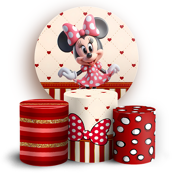 Capas Painel Redondo e Trio Cilindro Sublimado - Minnie