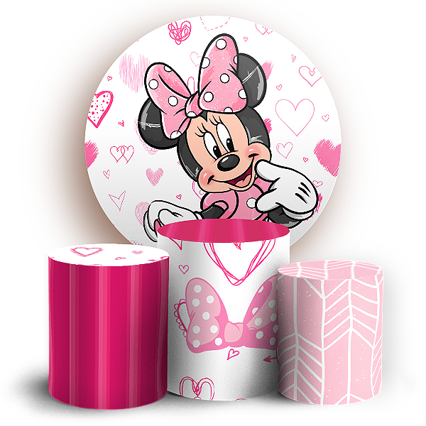 Capas Painel Redondo e Trio Cilindro Sublimado - Minnie