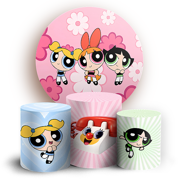 Capas Painel Redondo e Trio Cilindro Sublimado - Meninas Super Poderosas