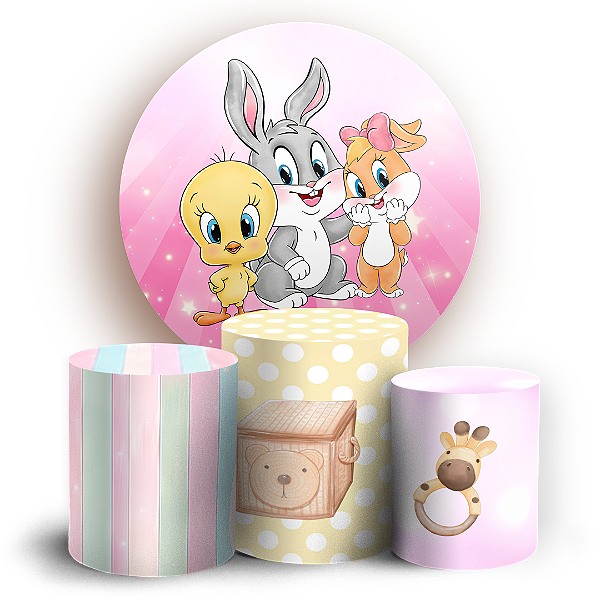 Capas Painel Redondo e Trio Cilindro Sublimado - Lonney Tunes Baby