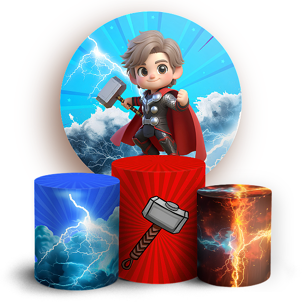 Capas Painel Redondo e Trio Cilindro Sublimado - Herois Thor Baby