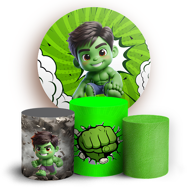 Capas Painel Redondo e Trio Cilindro Sublimado - Herois Hulk