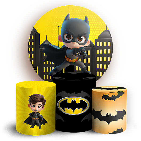 Capas Painel Redondo e Trio Cilindro Sublimado - Herois Batman
