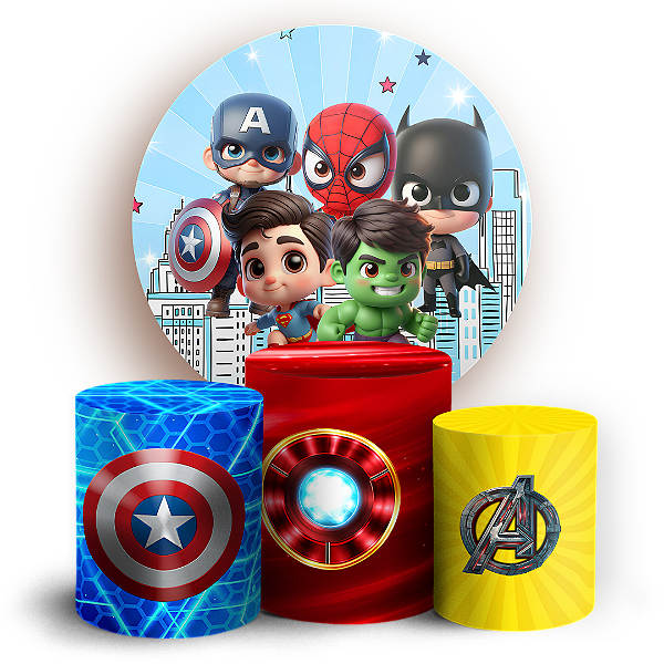 Capas Painel Redondo e Trio Cilindro Sublimado - Herois
