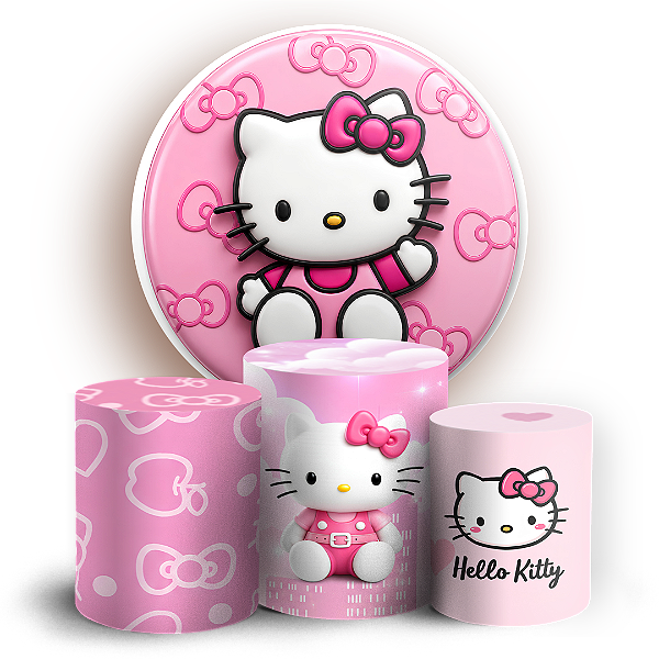 Capas Painel Redondo e Trio Cilindro Sublimado - Hello Kitty