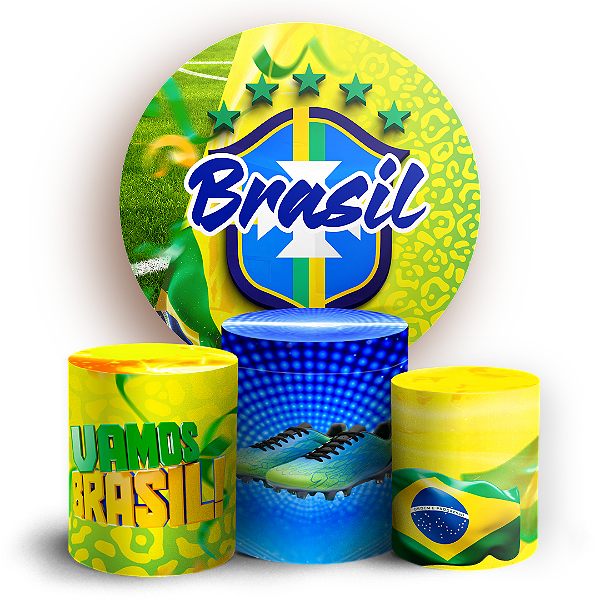 Capas Painel Redondo e Trio Cilindro Sublimado - Copa do Mundo Brasil