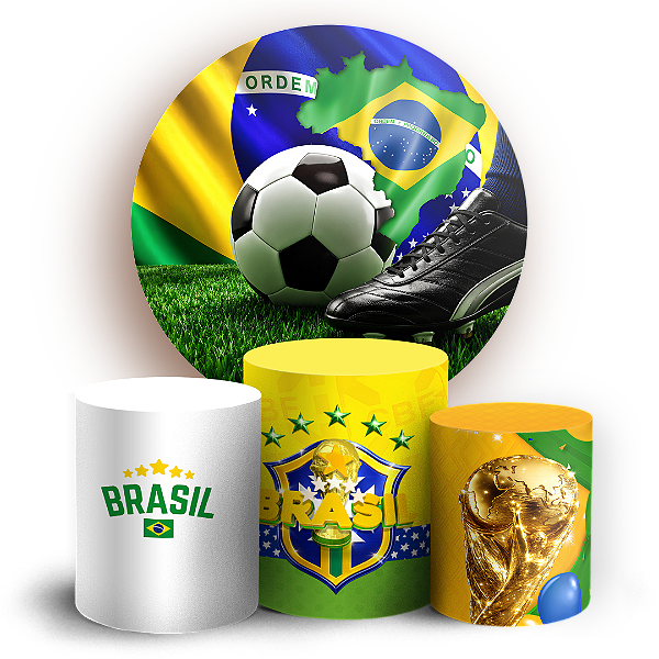 Capas Painel Redondo e Trio Cilindro Sublimado - Copa do Mundo Brasil