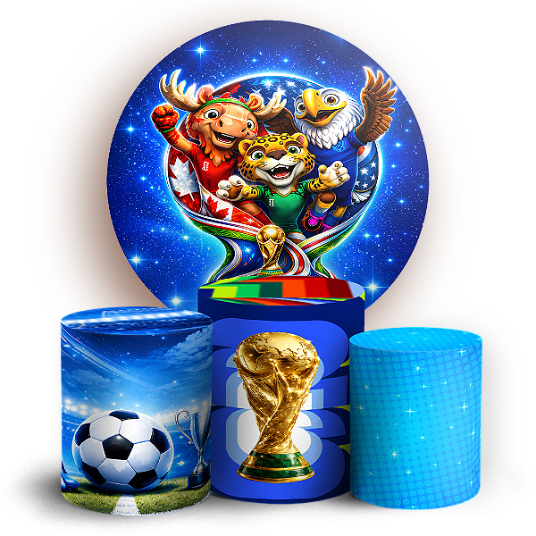 Capas Painel Redondo e Trio Cilindro Sublimado - Copa do Mundo Brasil