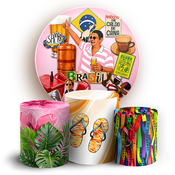 Capas Painel Redondo e Trio Cilindro Sublimado - Brasilidade