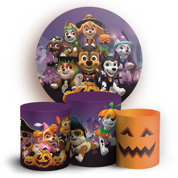 Capas Painel Redondo e Trio Cilindro Sublimado - Patrulha Canina - Halloween