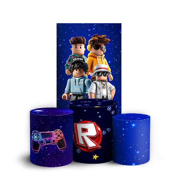 Capas Faixa Lateral e Trio Cilindro Sublimado Vest Facil - Roblox