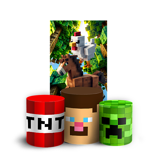 Capas Faixa Lateral e Trio Cilindro Sublimado Vest Facil - Minecraft