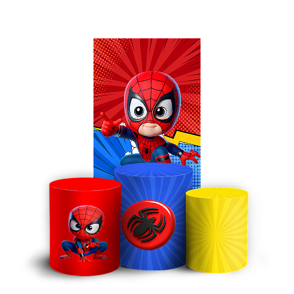 Capas Faixa Lateral e Trio Cilindro Sublimado Vest Facil - Herois Homem Aranha