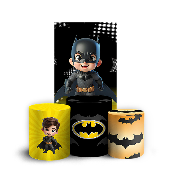 Capas Faixa Lateral e Trio Cilindro Sublimado Vest Facil - Herois Batman