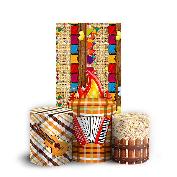 Capas Faixa Lateral e Trio Cilindro Sublimado Vest Facil - Festa Junina Arraia