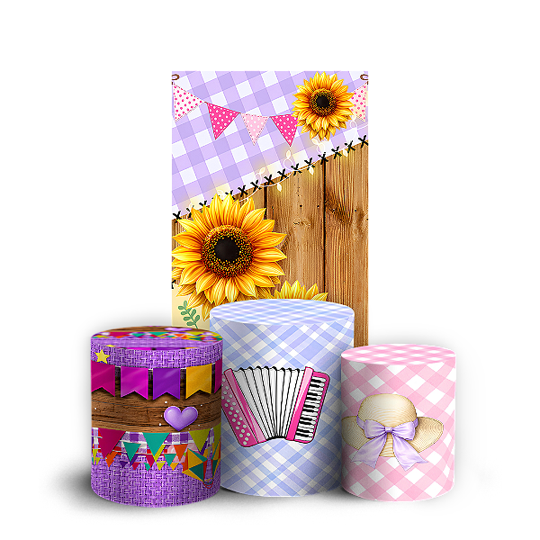 Capas Faixa Lateral e Trio Cilindro Sublimado Vest Facil - Festa Junina Arraia