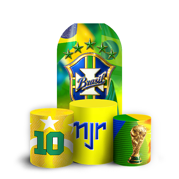 Capas Faixa Lateral e Trio Cilindro Sublimado Vest Facil - CBF Copa do Mundo Brasil