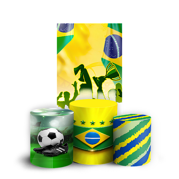 Capas Faixa Lateral e Trio Cilindro Sublimado Vest Facil - Copa do Mundo Brasil