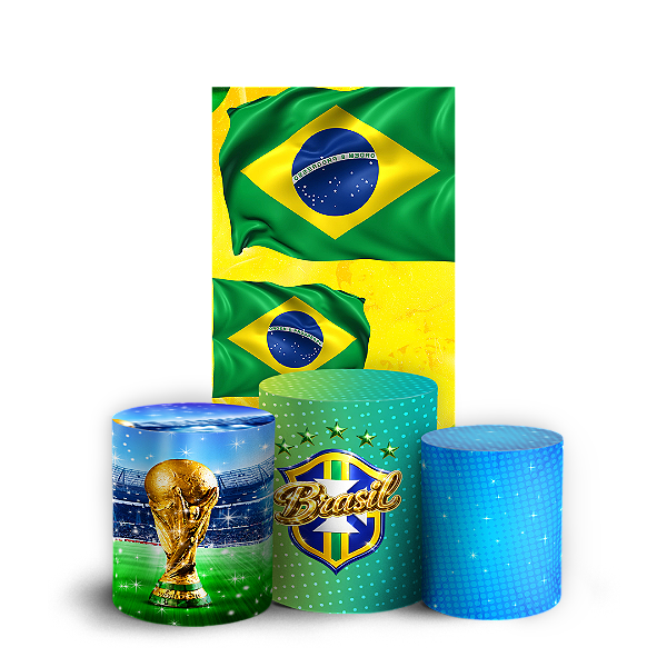 Capas Faixa Lateral e Trio Cilindro Sublimado Vest Facil - Copa do Mundo Brasil