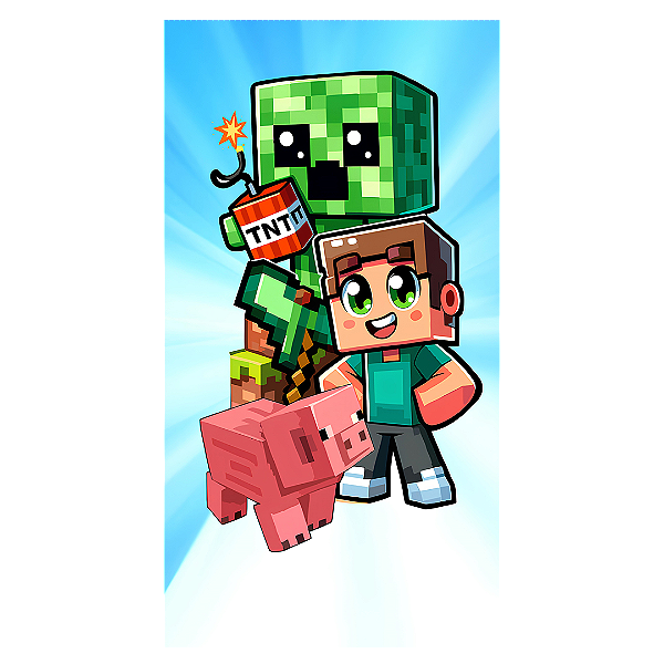 Capa Faixa Lateral Sublimado - Minecraft