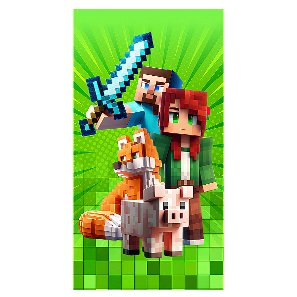 Capa Faixa Lateral Sublimado - Minecraft